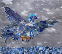 Aqib Faiz, 21 x 21 Inch, Lapis Lazull, Turguoise, nowshera pink, onyx multi inlay in gray marble, Figurative Painting, AC-AQF-017